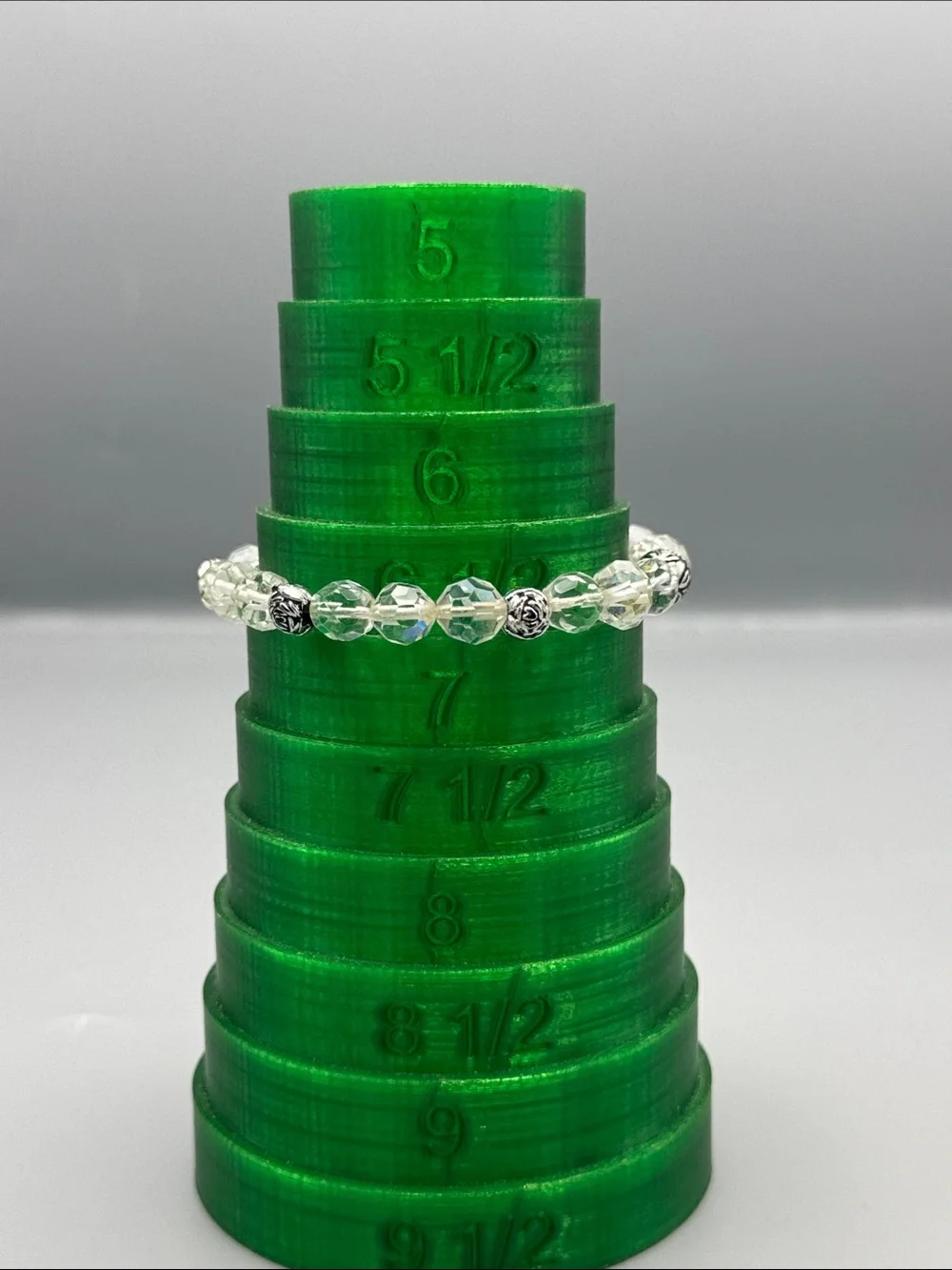 Crystal Bead Stretch Bracelet with Silver Accent Beads